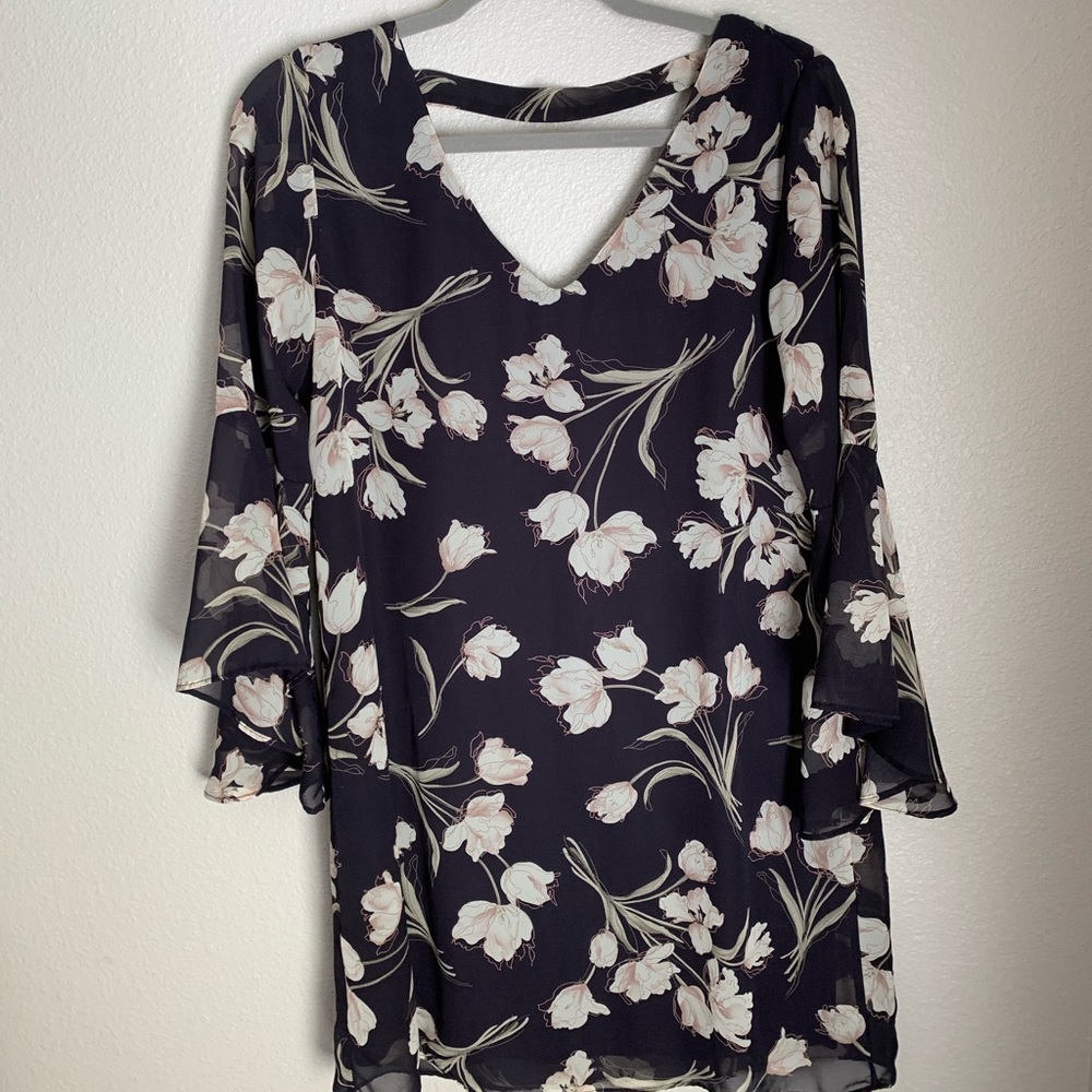 Floral Flowy Dress Navy Blue